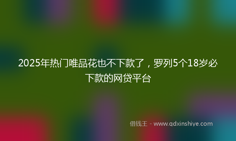 2025年热门唯品花也不下款了，罗列5个18岁必下款的网贷平台