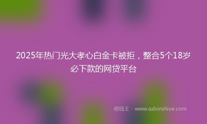 2025年热门光大孝心白金卡被拒，整合5个18岁必下款的网贷平台