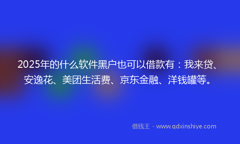 2025年的什么软件黑户也可以借款有：我来贷、安逸花、美团生活费、京东金融、洋钱罐等。