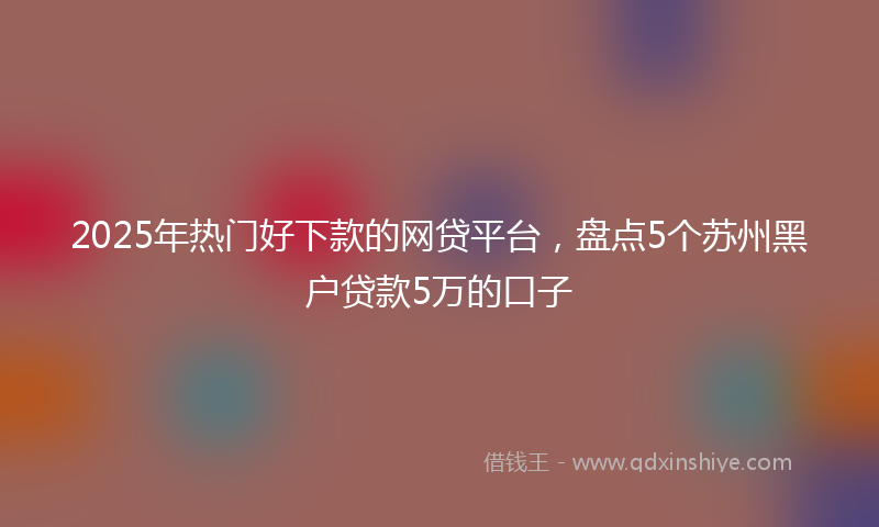 2025年热门好下款的网贷平台，盘点5个苏州黑户贷款5万的口子