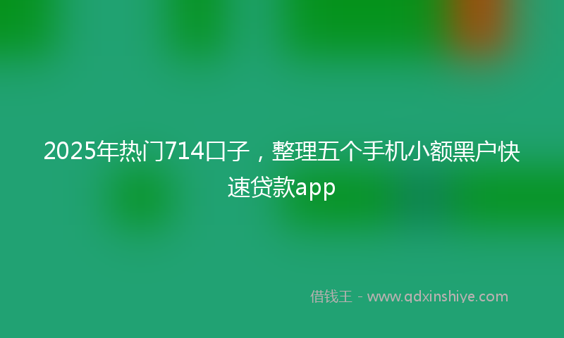 2025年热门714口子，整理五个手机小额黑户快速贷款app
