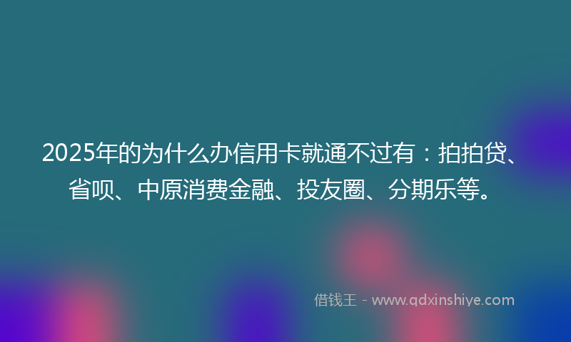 2025年的为什么办信用卡就通不过有：拍拍贷、省呗、中原消费金融、投友圈、分期乐等。