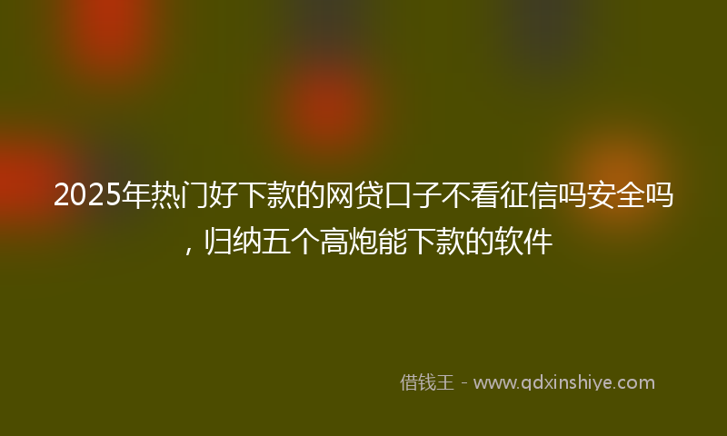 2025年热门好下款的网贷口子不看征信吗安全吗，归纳五个高炮能下款的软件