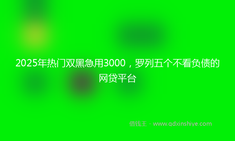 2025年热门双黑急用3000，罗列五个不看负债的网贷平台
