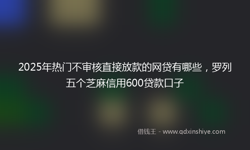 2025年热门不审核直接放款的网贷有哪些，罗列五个芝麻信用600贷款口子