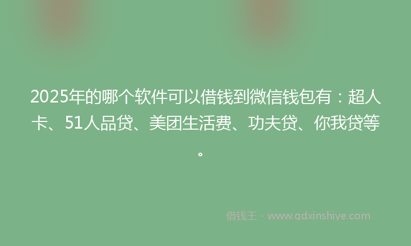 2025年的哪个软件可以借钱到微信钱包有：超人卡、51人品贷、美团生活费、功夫贷、你我贷等。