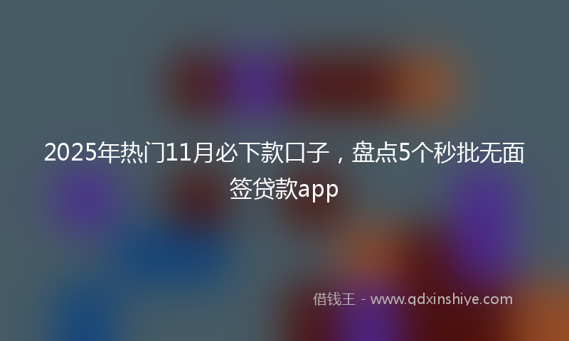 2025年热门11月必下款口子，盘点5个秒批无面签贷款app