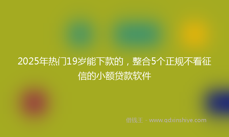 2025年热门19岁能下款的，整合5个正规不看征信的小额贷款软件