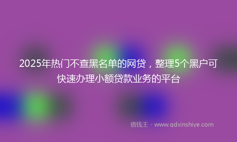 2025年热门不查黑名单的网贷，整理5个黑户可快速办理小额贷款业务的平台