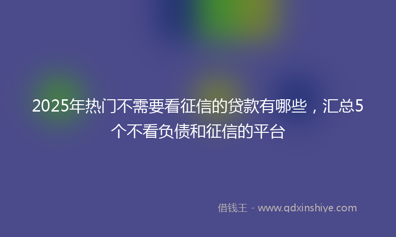 2025年热门不需要看征信的贷款有哪些，汇总5个不看负债和征信的平台