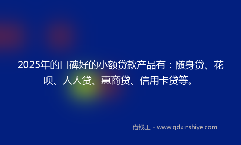 2025年的口碑好的小额贷款产品有：随身贷、花呗、人人贷、惠商贷、信用卡贷等。