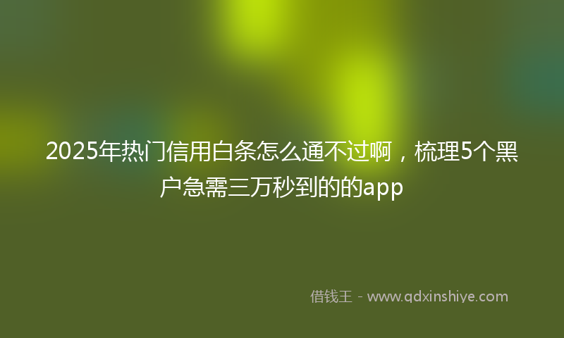 2025年热门信用白条怎么通不过啊，梳理5个黑户急需三万秒到的的app
