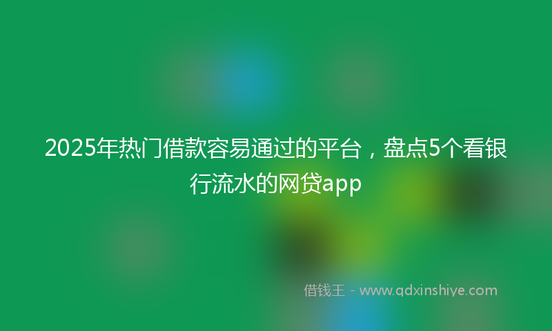 2025年热门借款容易通过的平台，盘点5个看银行流水的网贷app