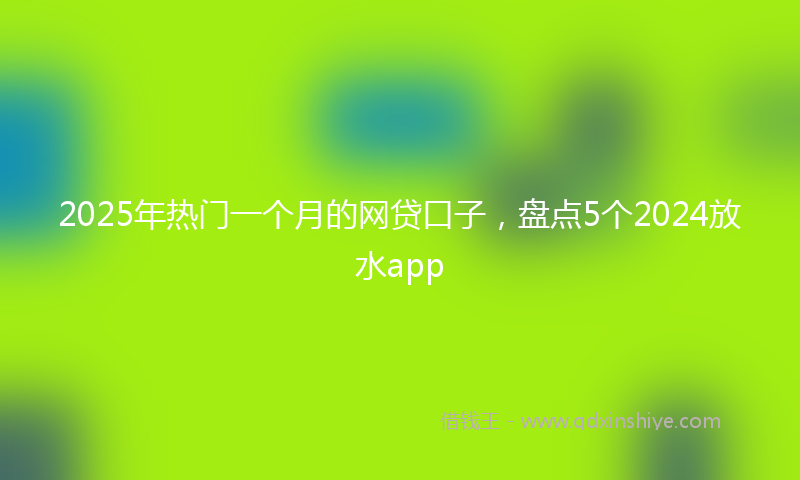 2025年热门一个月的网贷口子，盘点5个2024放水app