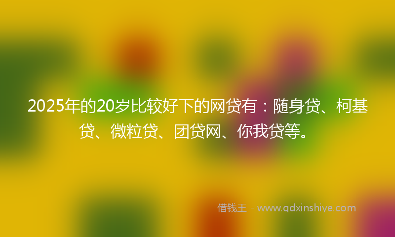 2025年的20岁比较好下的网贷有：随身贷、柯基贷、微粒贷、团贷网、你我贷等。