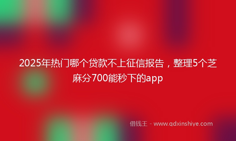 2025年热门哪个贷款不上征信报告，整理5个芝麻分700能秒下的app
