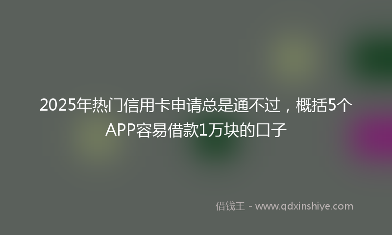 2025年热门信用卡申请总是通不过，概括5个APP容易借款1万块的口子