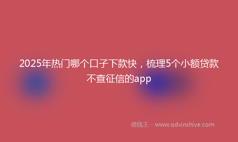 2025年热门哪个口子下款快，梳理5个小额贷款不查征信的app
