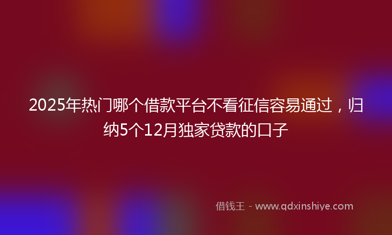 2025年热门哪个借款平台不看征信容易通过，归纳5个12月独家贷款的口子