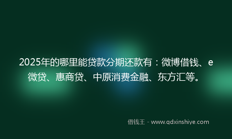 2025年的哪里能贷款分期还款有：微博借钱、e微贷、惠商贷、中原消费金融、东方汇等。