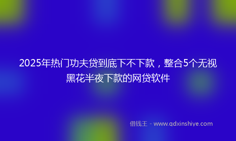 2025年热门功夫贷到底下不下款，整合5个无视黑花半夜下款的网贷软件