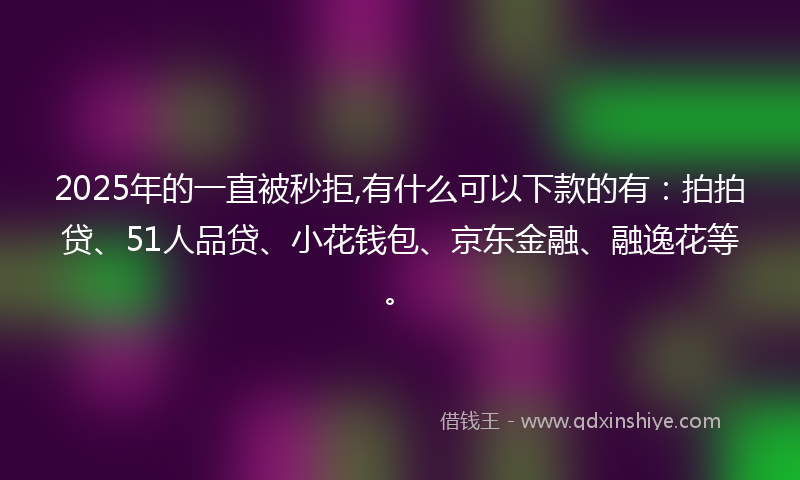 2025年的一直被秒拒,有什么可以下款的有：拍拍贷、51人品贷、小花钱包、京东金融、融逸花等。