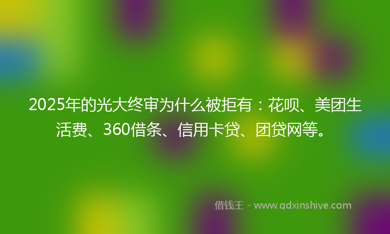 2025年的光大终审为什么被拒有：花呗、美团生活费、360借条、信用卡贷、团贷网等。