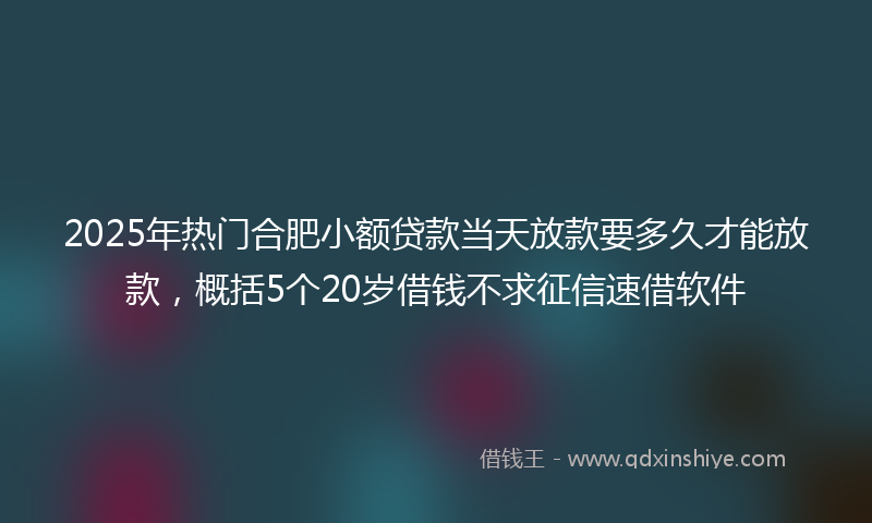 2025年热门合肥小额贷款当天放款要多久才能放款，概括5个20岁借钱不求征信速借软件