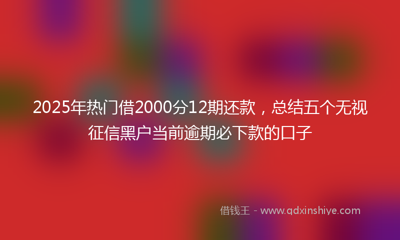 2025年热门借2000分12期还款，总结五个无视征信黑户当前逾期必下款的口子