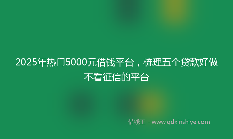 2025年热门5000元借钱平台，梳理五个贷款好做不看征信的平台