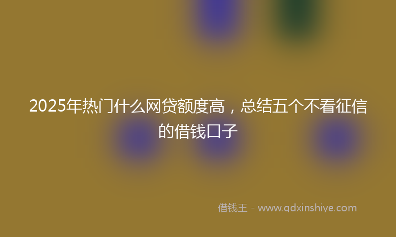 2025年热门什么网贷额度高，总结五个不看征信的借钱口子