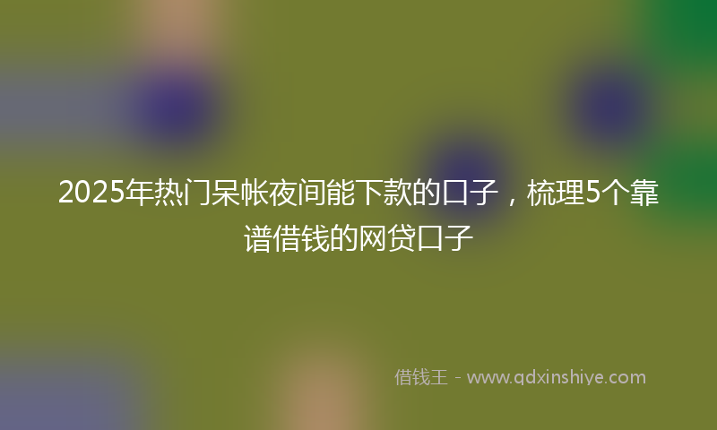 2025年热门呆帐夜间能下款的口子，梳理5个靠谱借钱的网贷口子
