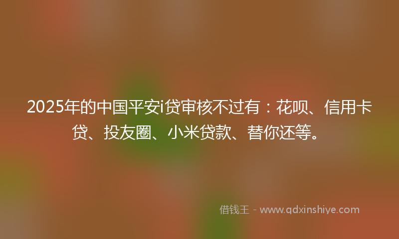 2025年的中国平安i贷审核不过有：花呗、信用卡贷、投友圈、小米贷款、替你还等。