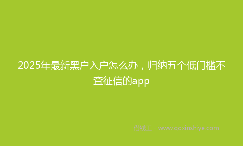 2025年最新黑户入户怎么办，归纳五个低门槛不查征信的app