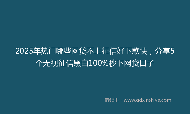 2025年热门哪些网贷不上征信好下款快，分享5个无视征信黑白100%秒下网贷口子