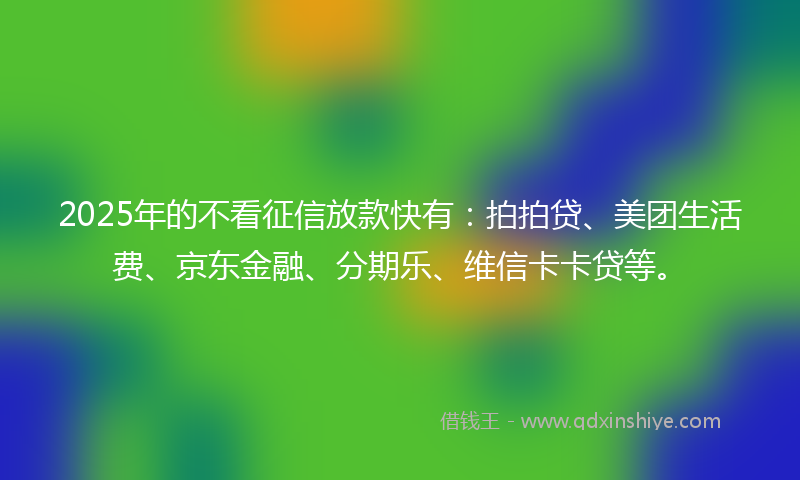 2025年的不看征信放款快有：拍拍贷、美团生活费、京东金融、分期乐、维信卡卡贷等。