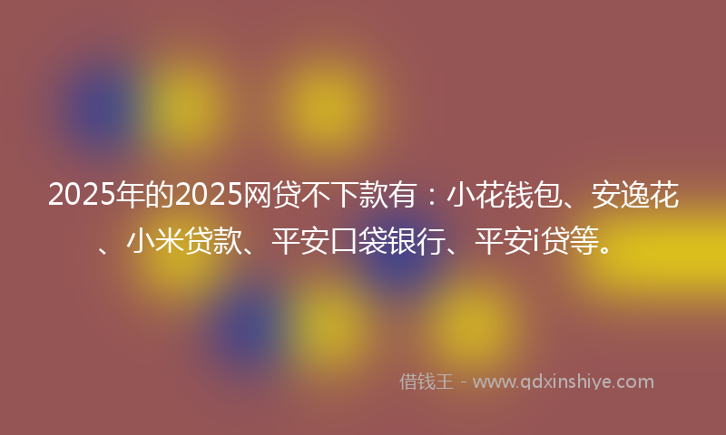 2025年的2025网贷不下款有：小花钱包、安逸花、小米贷款、平安口袋银行、平安i贷等。