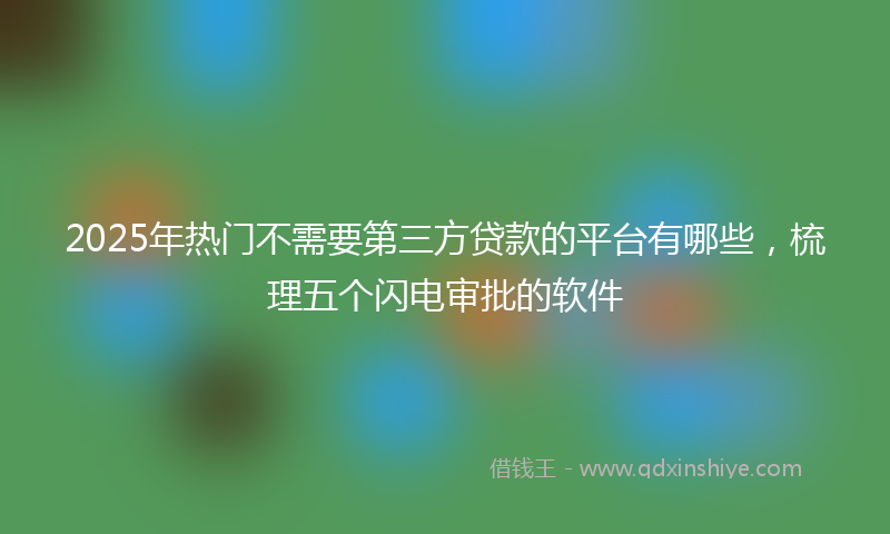 2025年热门不需要第三方贷款的平台有哪些，梳理五个闪电审批的软件
