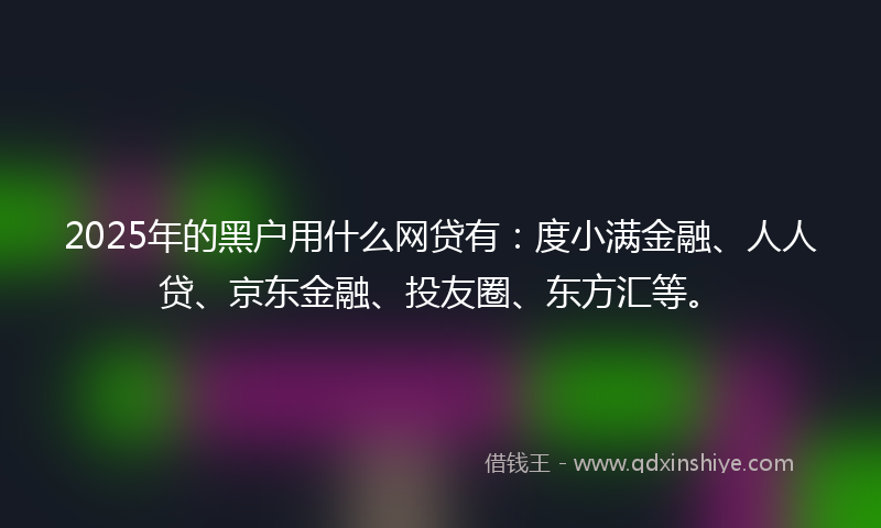 2025年的黑户用什么网贷有：度小满金融、人人贷、京东金融、投友圈、东方汇等。