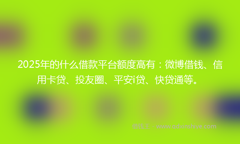 2025年的什么借款平台额度高有：微博借钱、信用卡贷、投友圈、平安i贷、快贷通等。