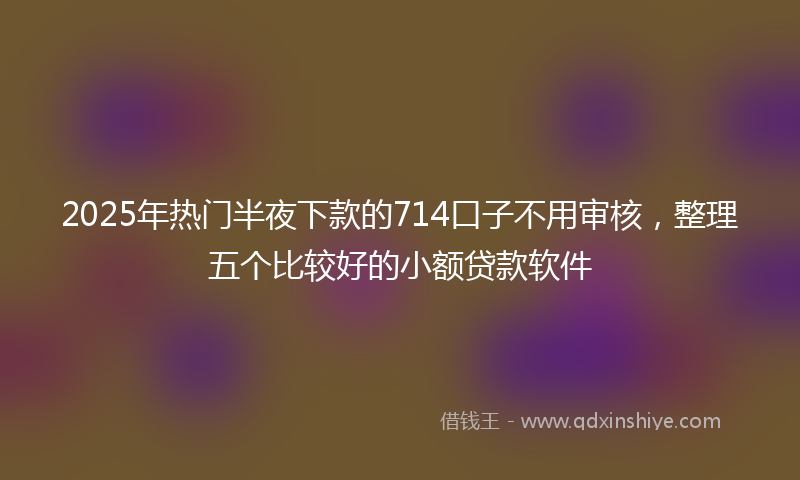 2025年热门半夜下款的714口子不用审核，整理五个比较好的小额贷款软件