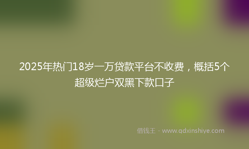 2025年热门18岁一万贷款平台不收费，概括5个超级烂户双黑下款口子