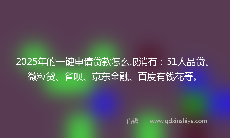 2025年的一键申请贷款怎么取消有：51人品贷、微粒贷、省呗、京东金融、百度有钱花等。