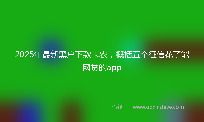 2025年最新黑户下款卡农，概括五个征信花了能网贷的app