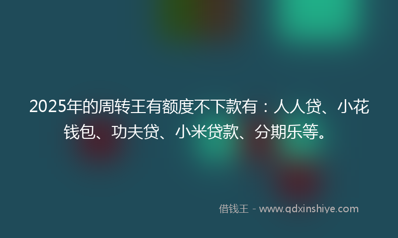 2025年的周转王有额度不下款有：人人贷、小花钱包、功夫贷、小米贷款、分期乐等。