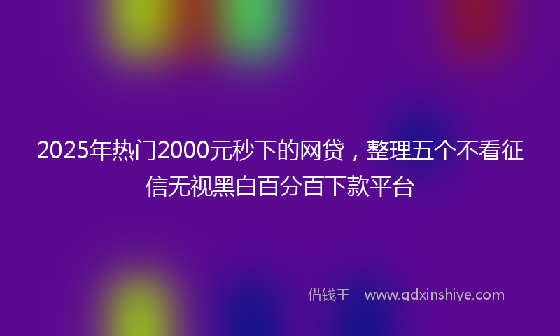 2025年热门2000元秒下的网贷，整理五个不看征信无视黑白百分百下款平台