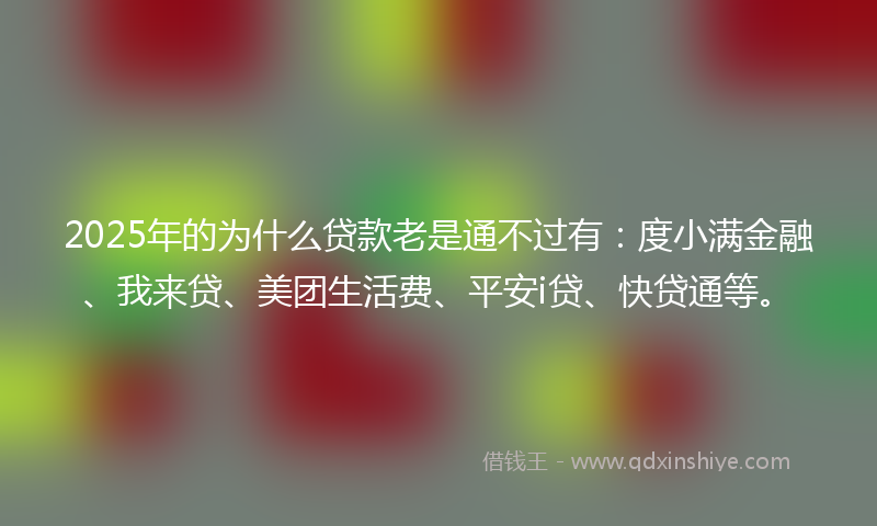2025年的为什么贷款老是通不过有：度小满金融、我来贷、美团生活费、平安i贷、快贷通等。