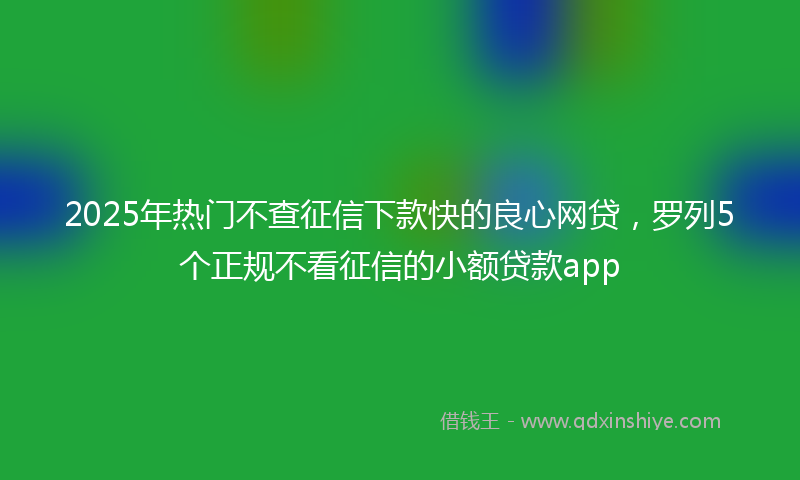 2025年热门不查征信下款快的良心网贷，罗列5个正规不看征信的小额贷款app
