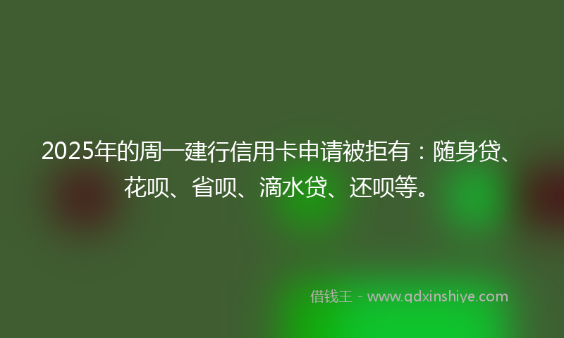 2025年的周一建行信用卡申请被拒有：随身贷、花呗、省呗、滴水贷、还呗等。