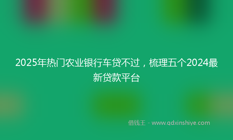 2025年热门农业银行车贷不过，梳理五个2024最新贷款平台